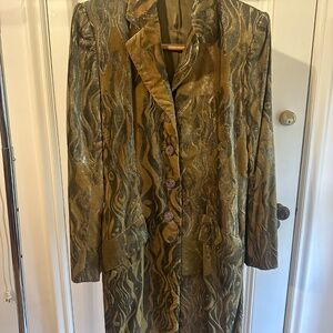 Vintage Saks Fifth Avenue Green and Gold Coat